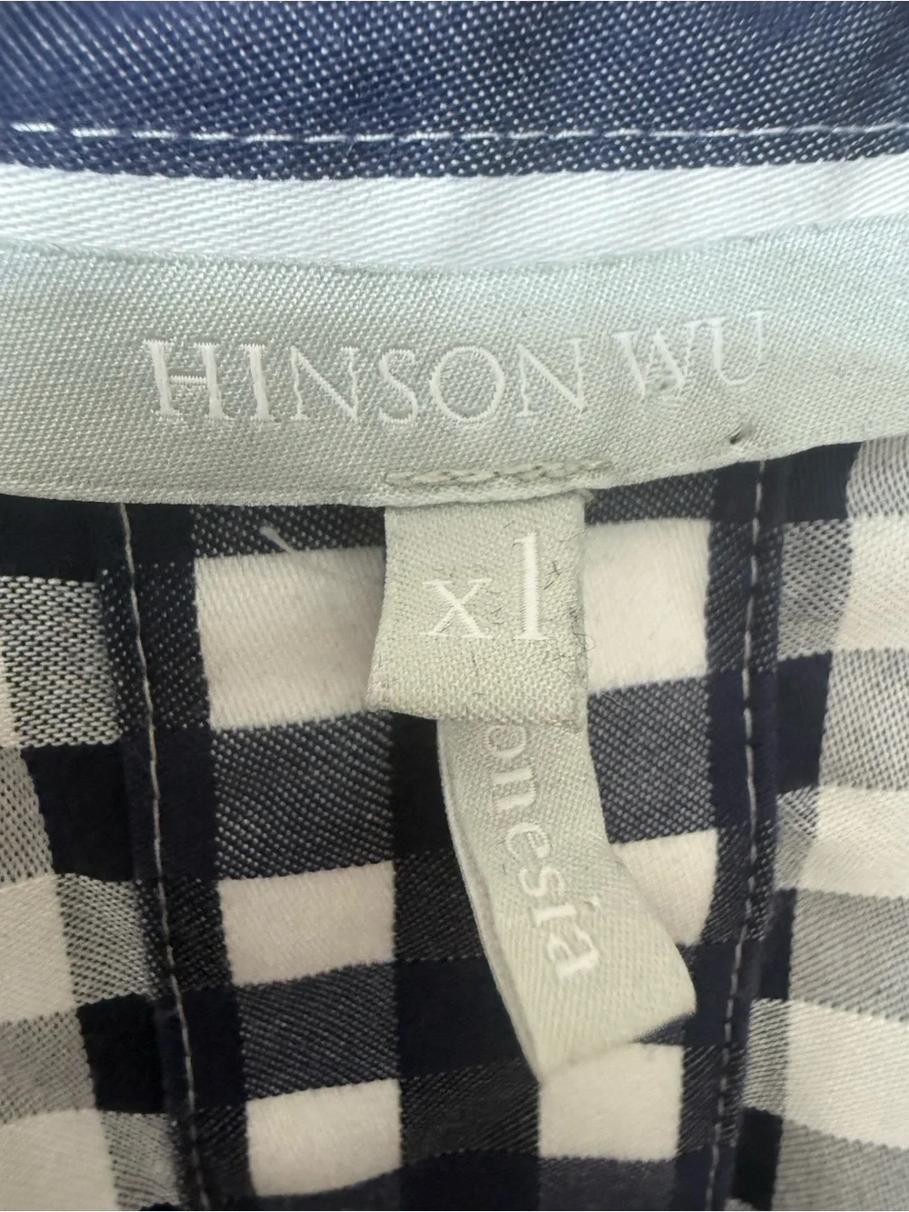 Hinson Wu XL Aileen Top Stripe Gingham Designer Modern Everyday Luxury Cotton